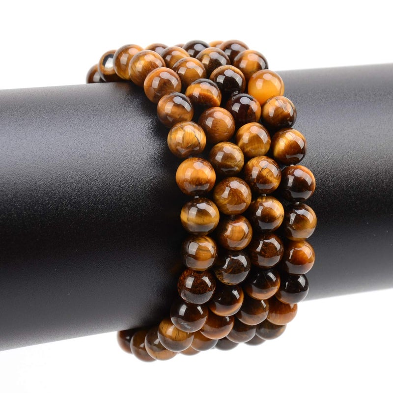 LPBeads 100PCS 8mm Natural Yellow Tiger Eye Beads Gemstone Round Loose Beads for Jewelry Making with Crystal Stretch Cord - Image 4